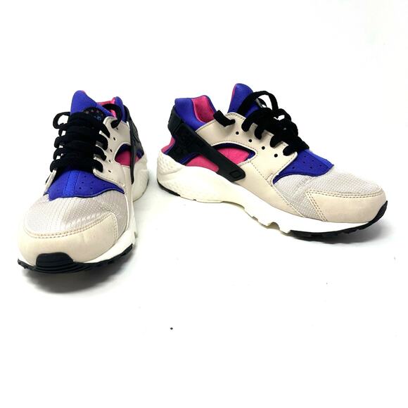 Nike size 6.5 Youth Pink Purple Huarache Lace Up Sneakers‎ Running Casual School - Picture 1 of 8